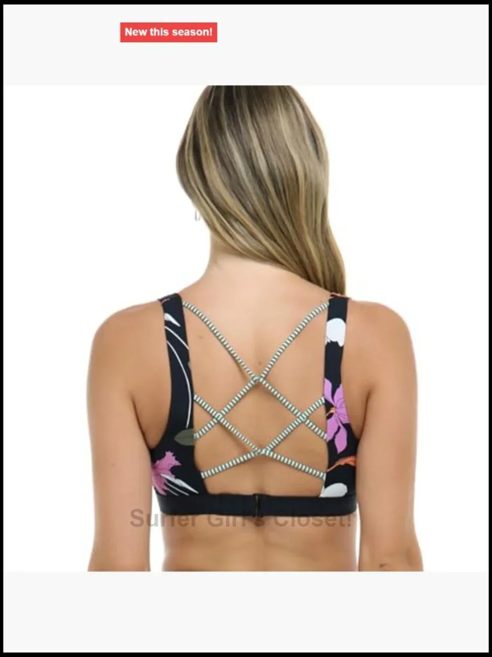 Cross-Over Sports Bra Swimsuit Top with Multi Strap Back Medium Support